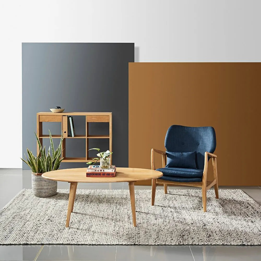 Franz Armchair Midnight Blue Fabric Solid American Oak