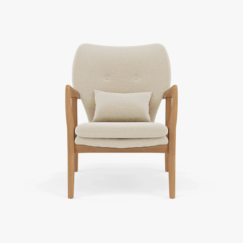 Franz Armchair Oatmeal Beige Fabric Solid American Oak