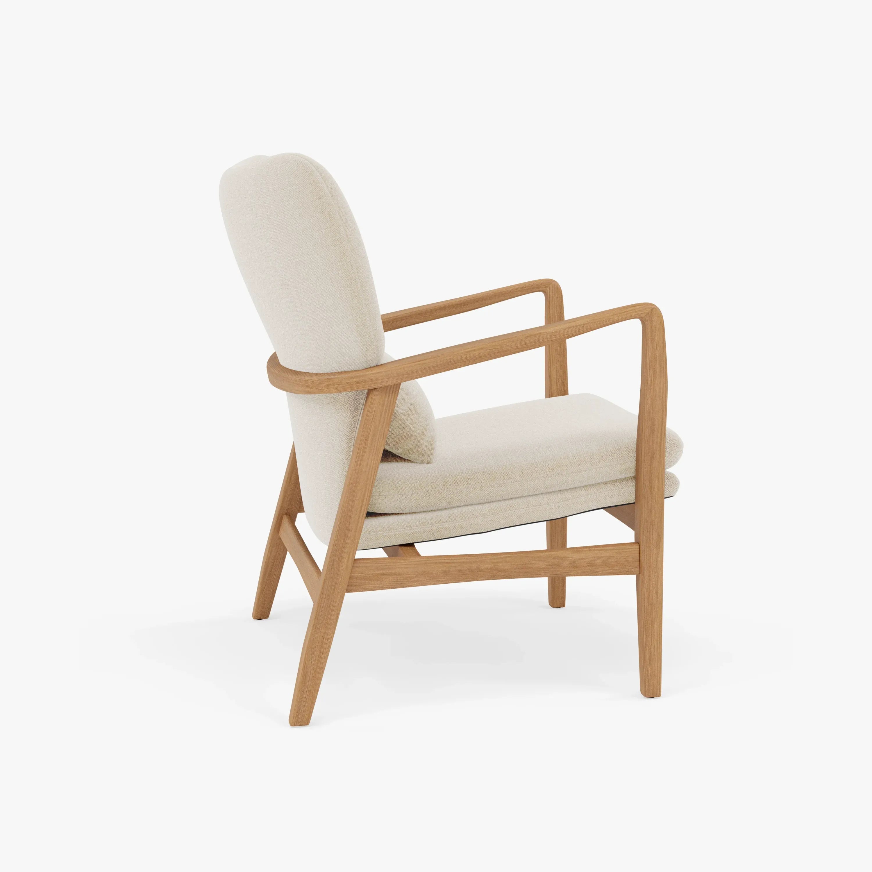 Franz Armchair Oatmeal Beige Fabric Solid American Oak