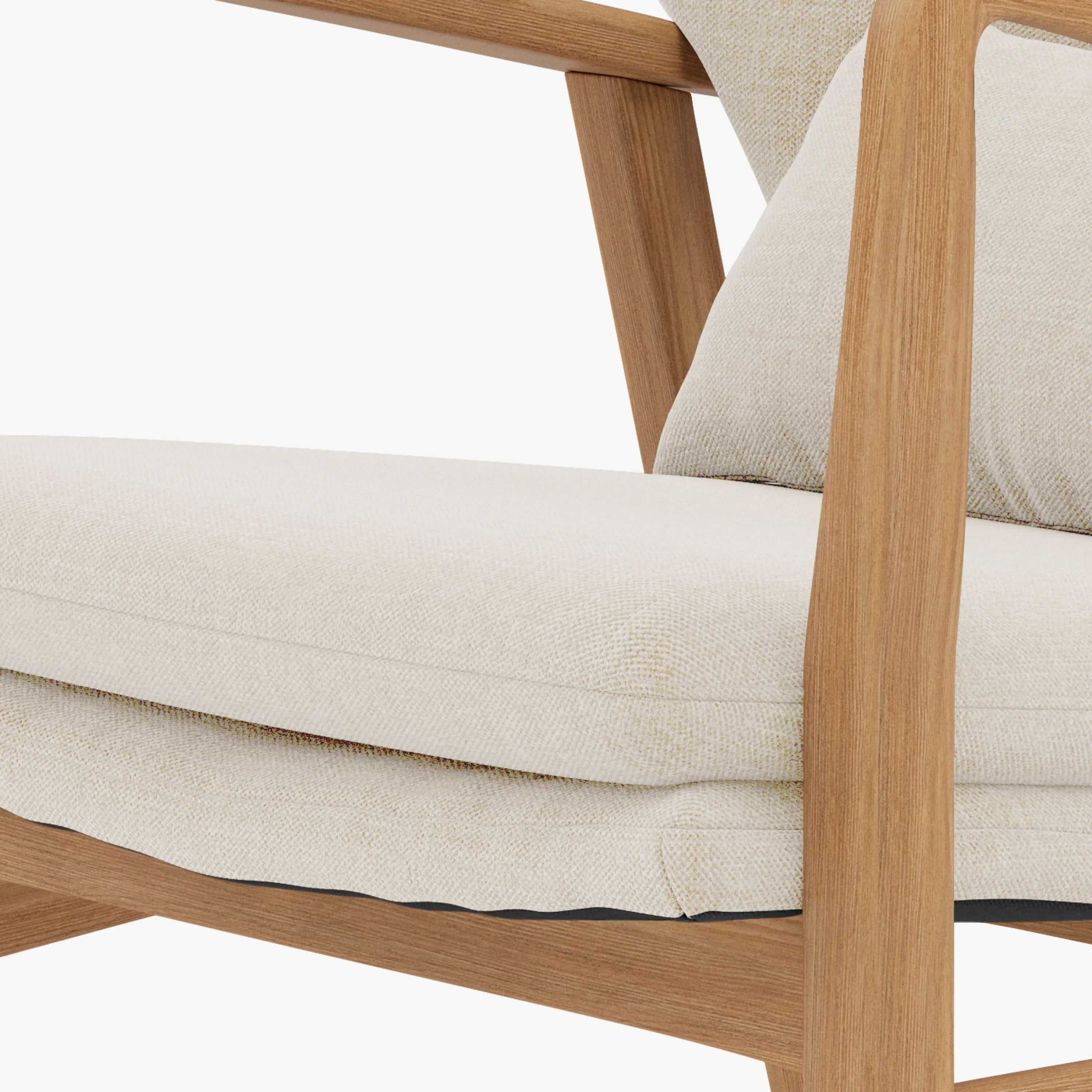 Franz Armchair Oatmeal Beige Fabric Solid American Oak