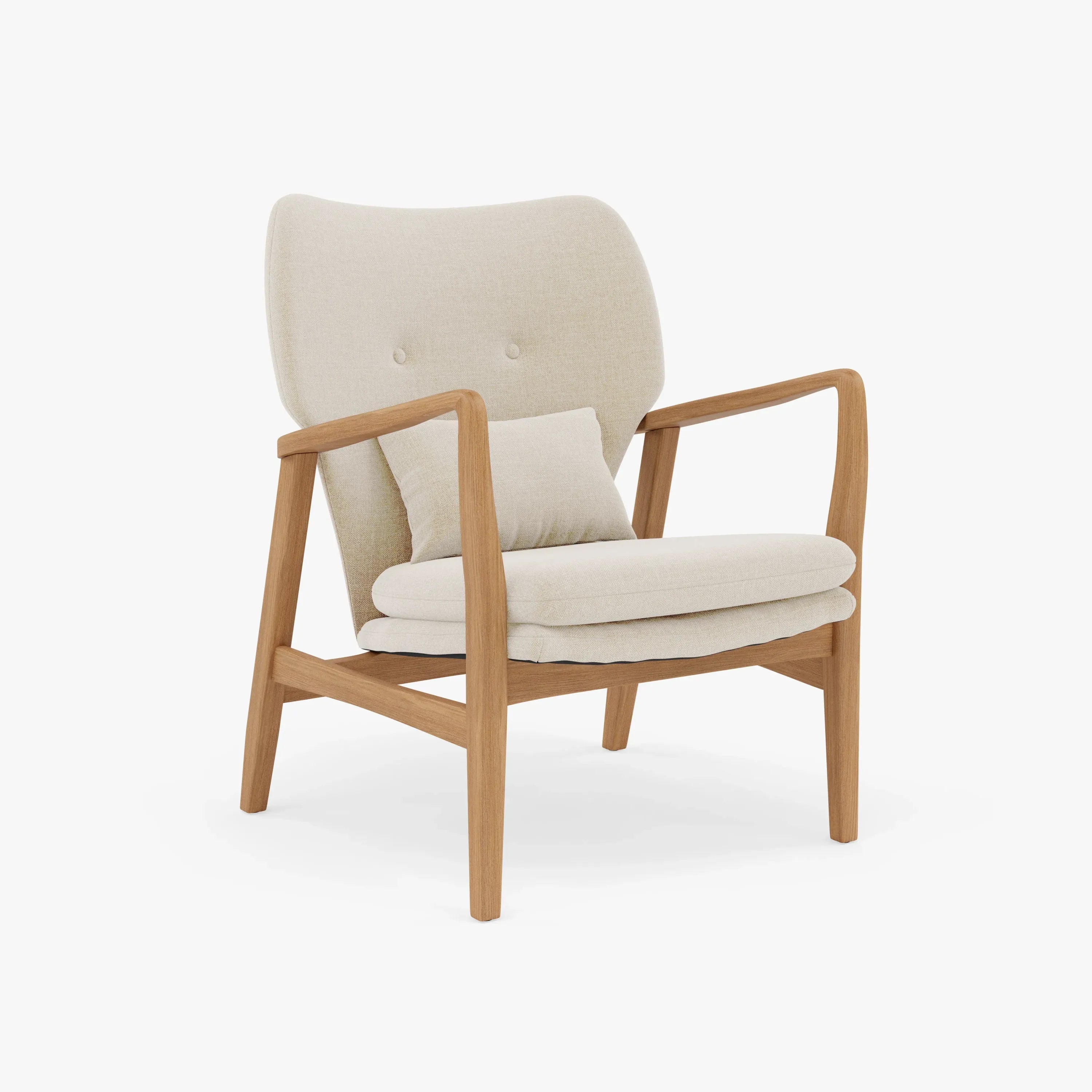 Franz Armchair Oatmeal Beige Fabric Solid American Oak