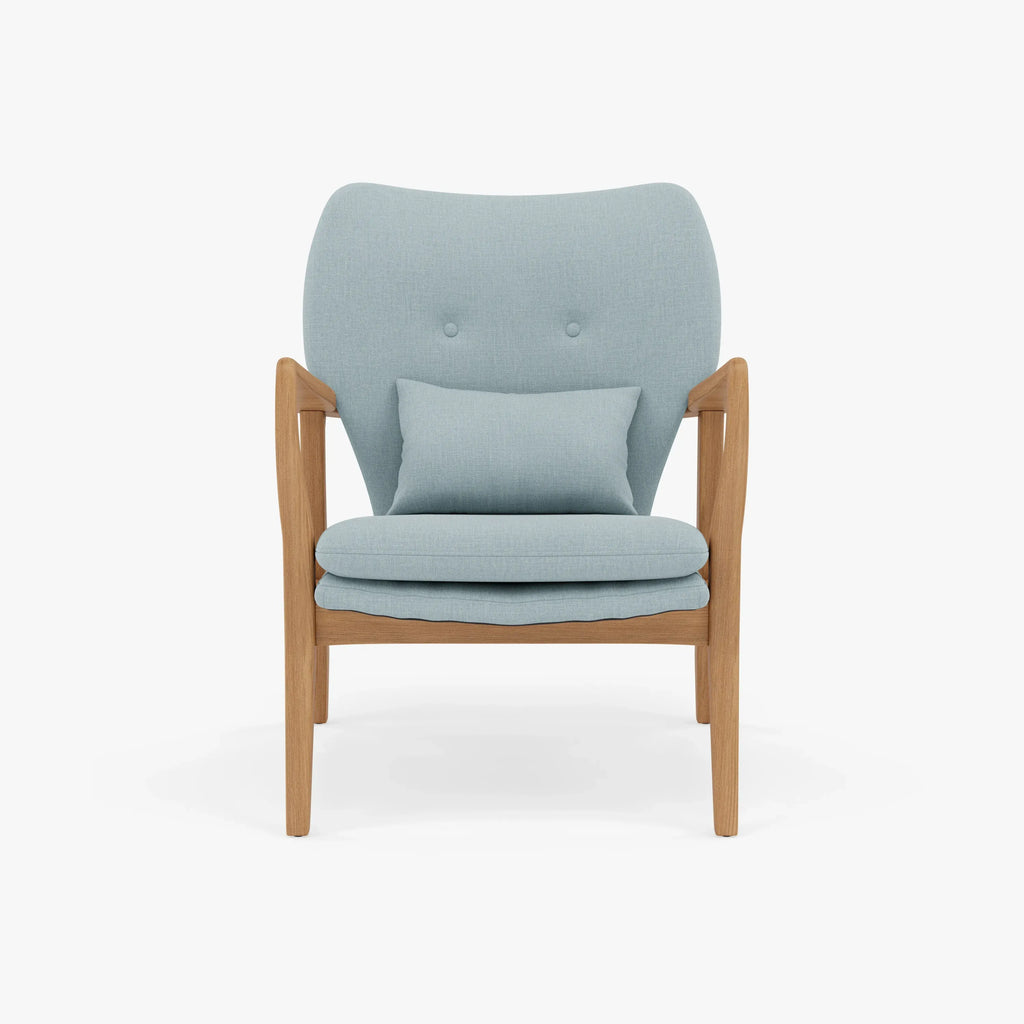Franz Armchair Pale Blue Fabric Solid American Oak