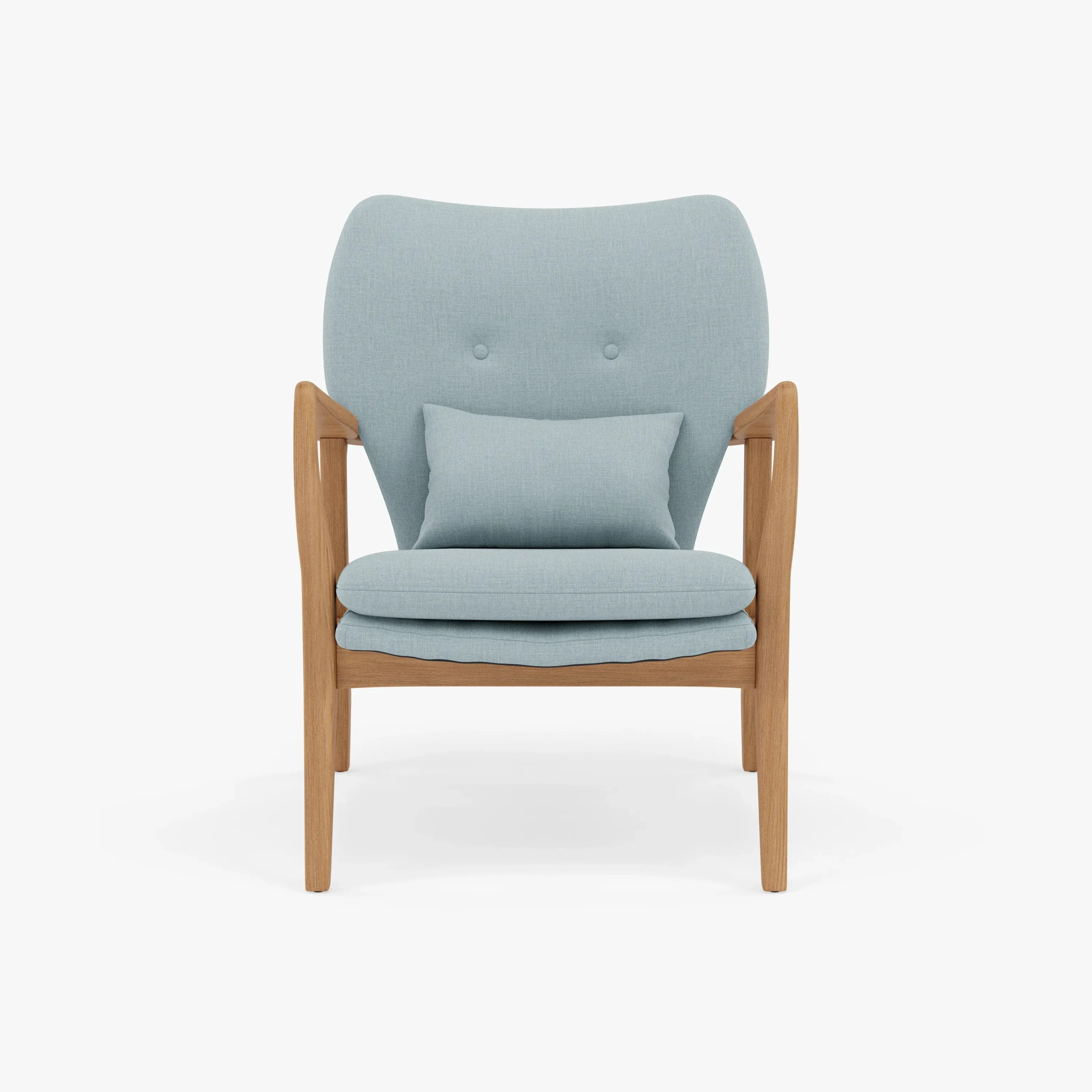 Franz Armchair Pale Blue Fabric Solid American Oak