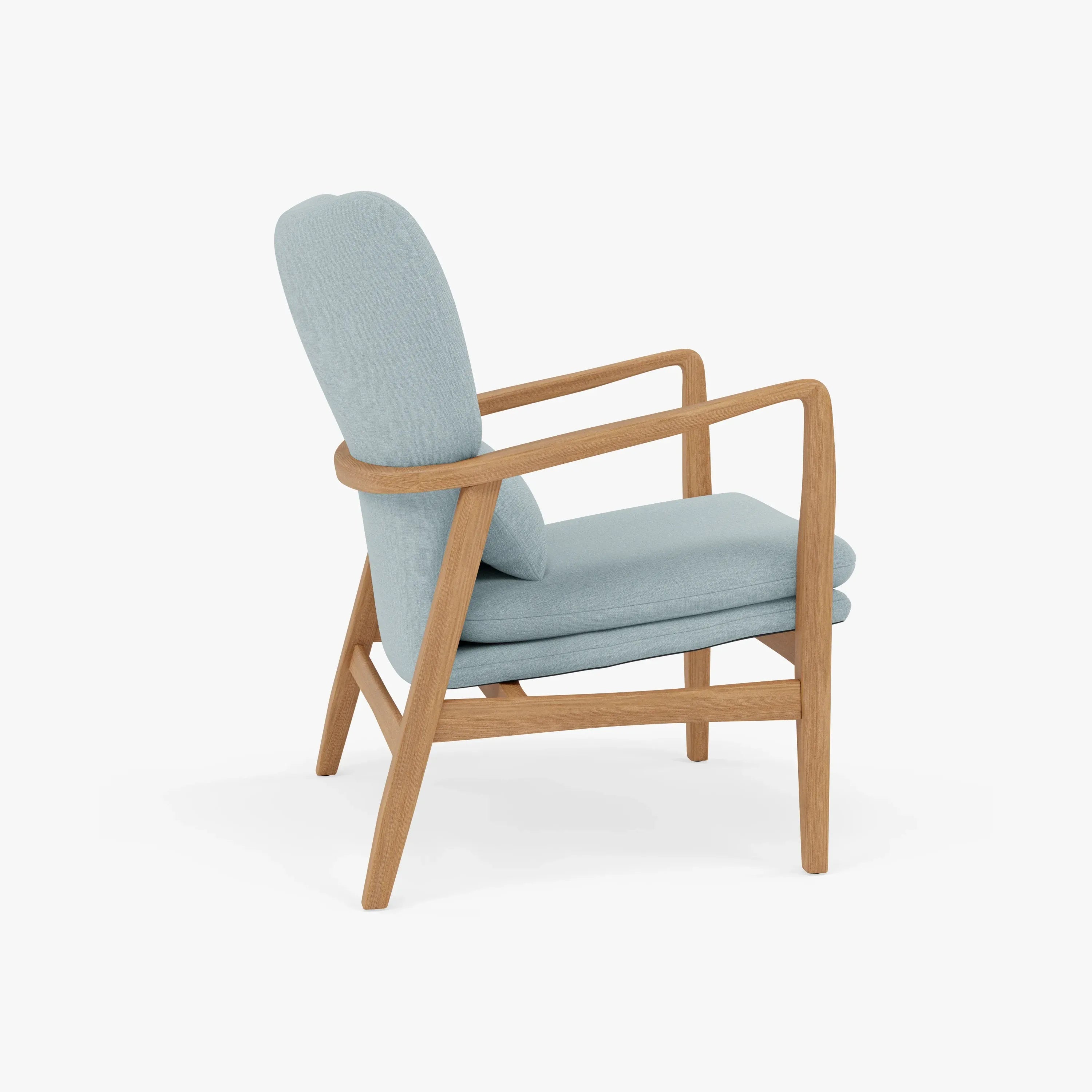 Franz Armchair Pale Blue Fabric Solid American Oak