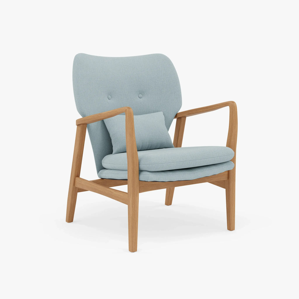 Franz Armchair Pale Blue Fabric Solid American Oak