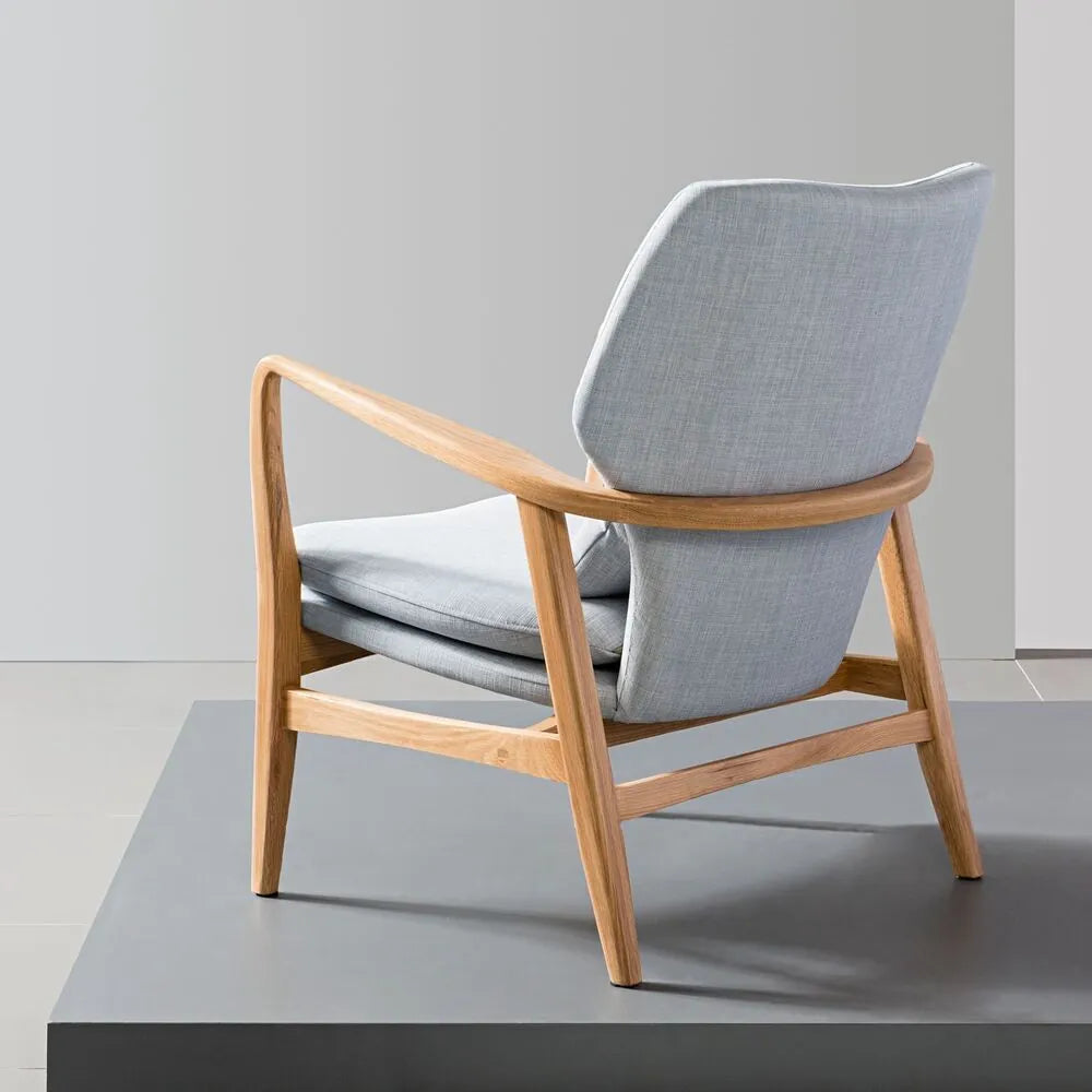 Franz Armchair Pale Blue Fabric Solid American Oak