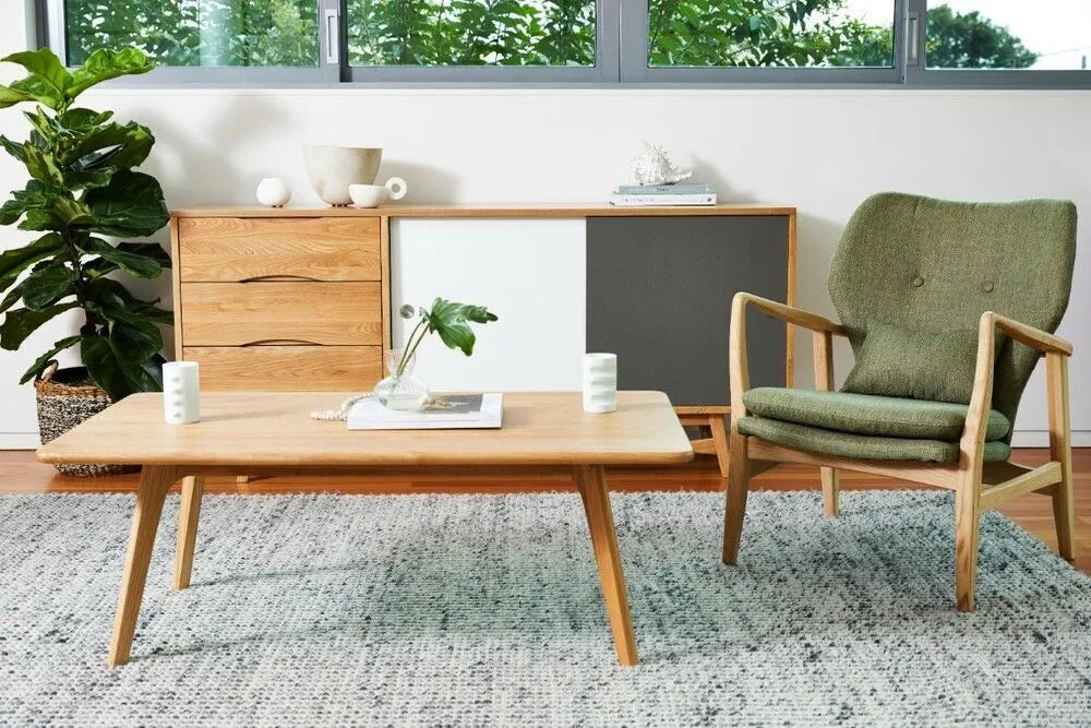 Franz Armchair Sage Green Fabric Solid American Oak