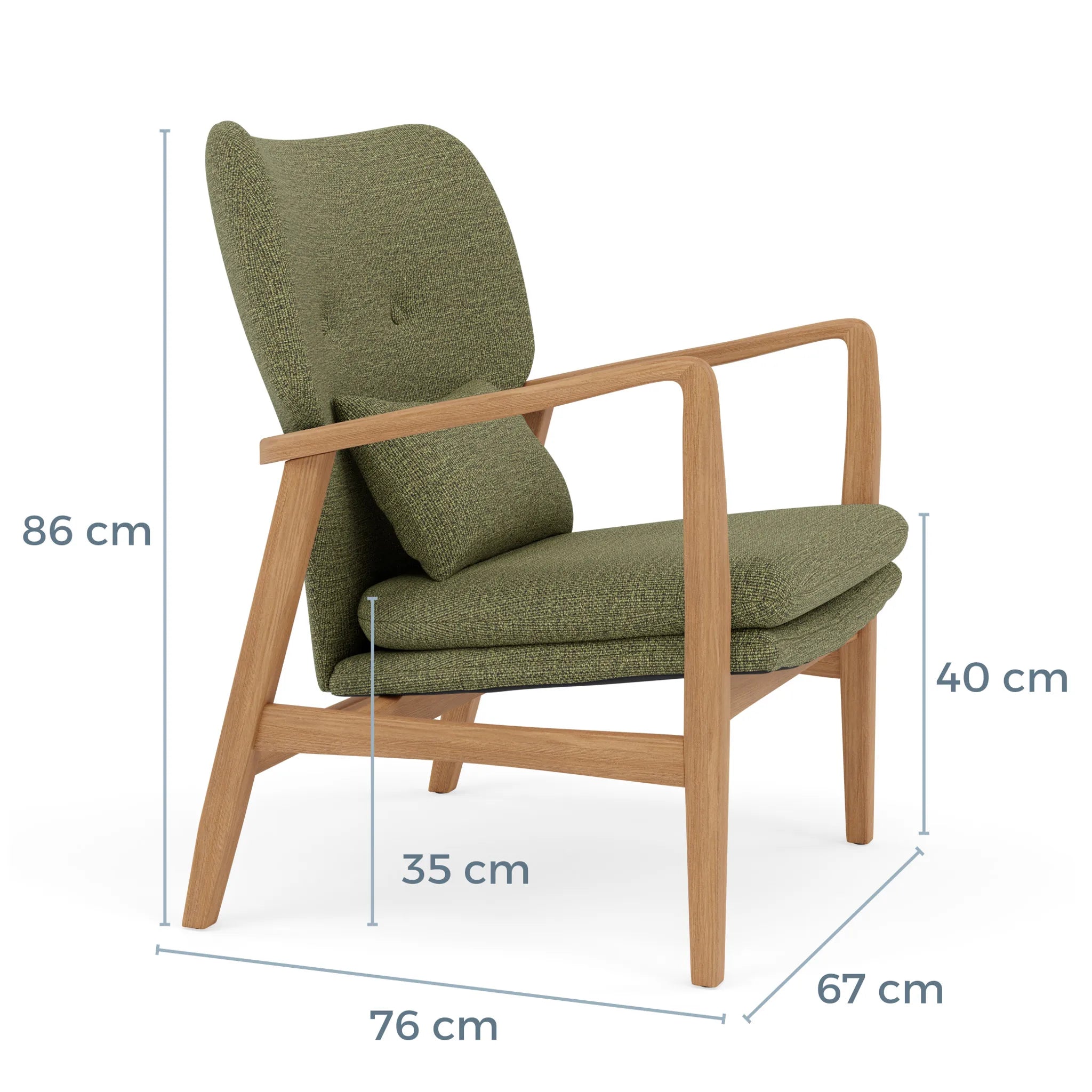 Franz Armchair Sage Green Fabric Solid American Oak