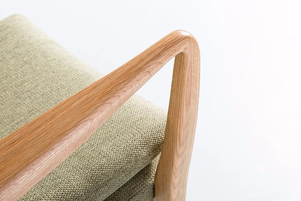 Franz Armchair Sage Green Fabric Solid American Oak