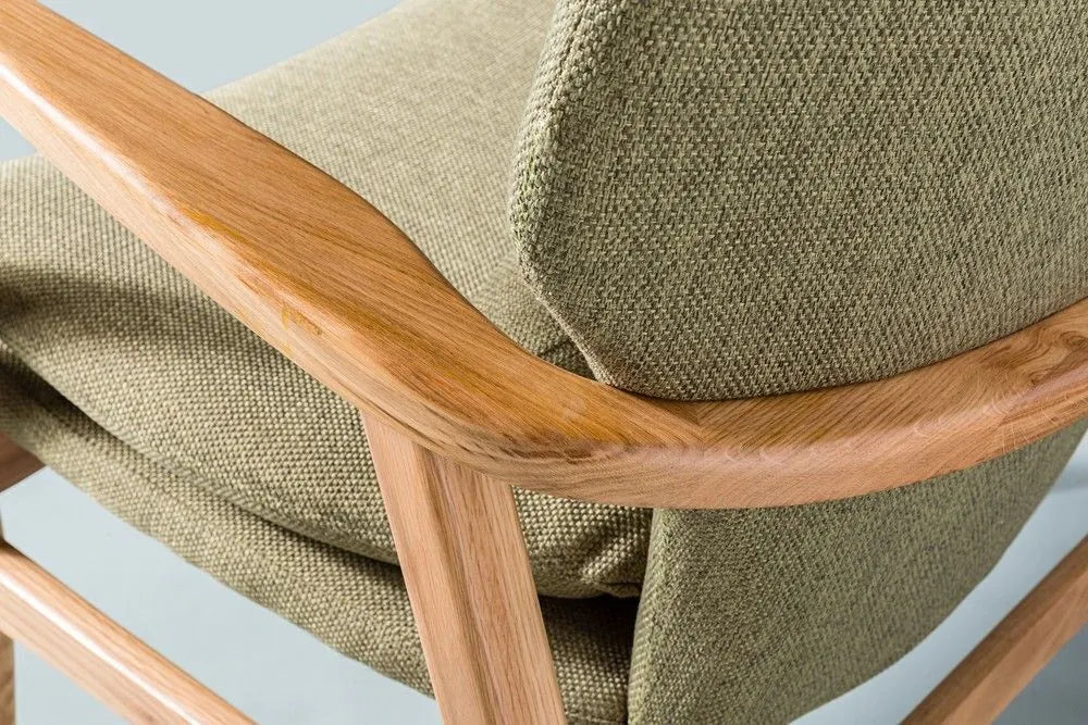 Franz Armchair Sage Green Fabric Solid American Oak