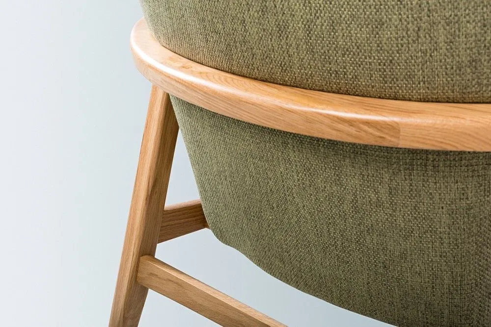 Franz Armchair Sage Green Fabric Solid American Oak