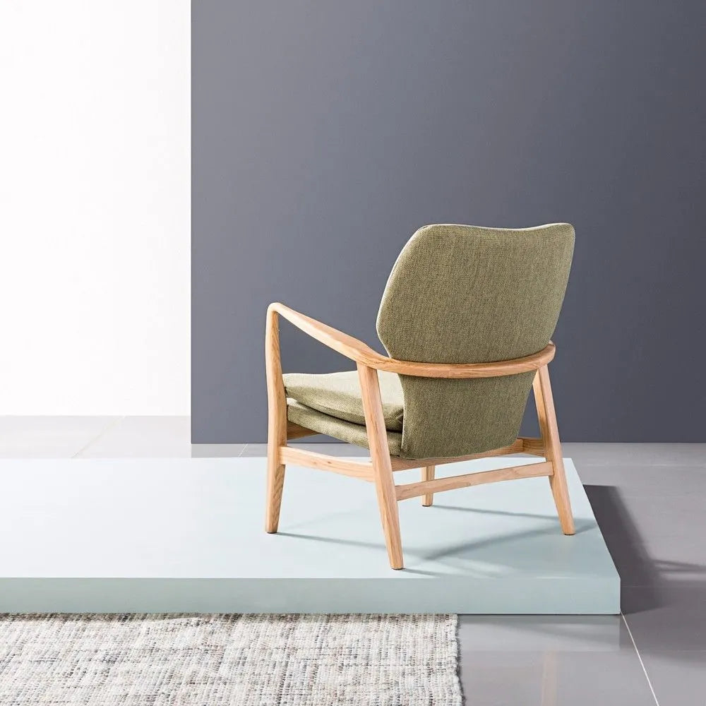 Franz Armchair Sage Green Fabric Solid American Oak