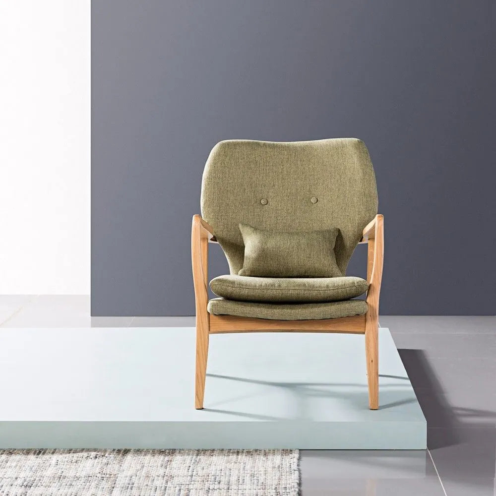 Franz Armchair Sage Green Fabric Solid American Oak