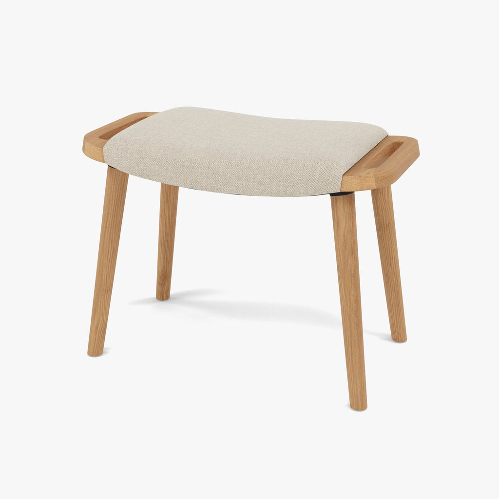 Franz Footrest Stool Oatmeal Beige Fabric Solid American Oak