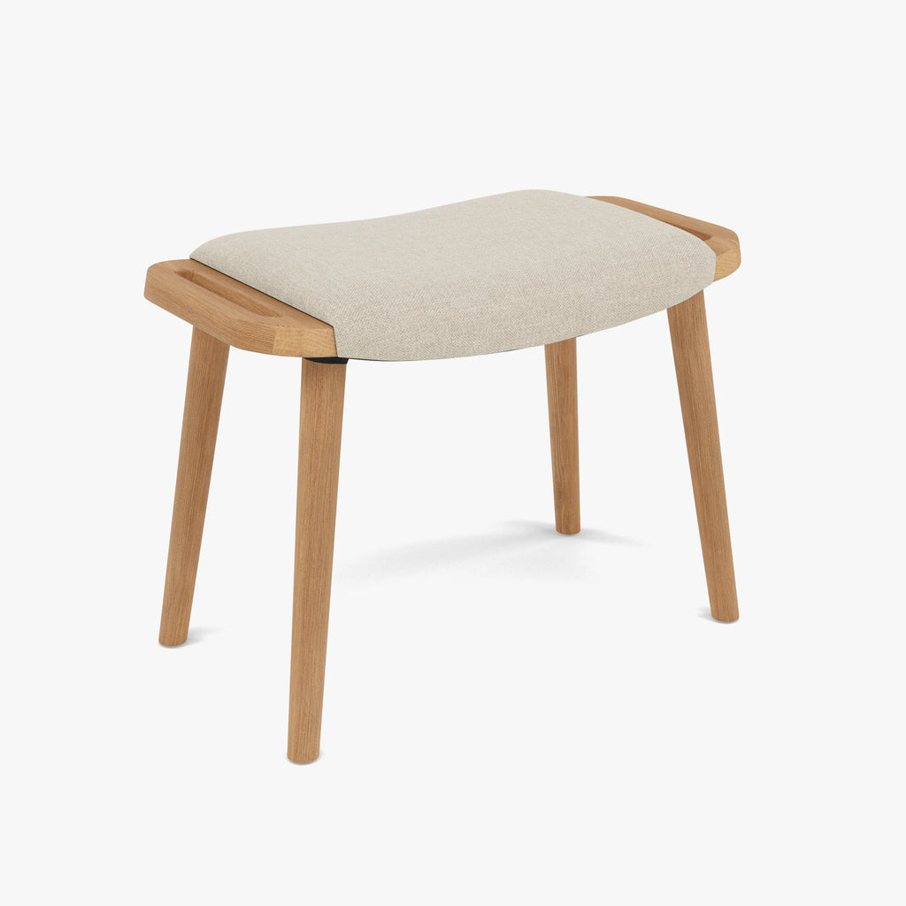 Franz Footrest Stool Oatmeal Beige Fabric Solid American Oak