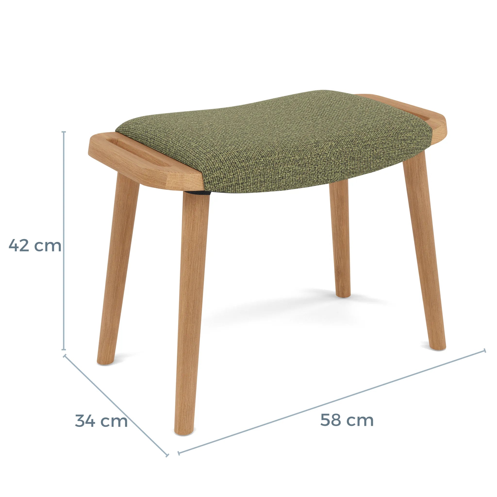Franz Footrest Stool Sage Green Fabric Solid American Oak
