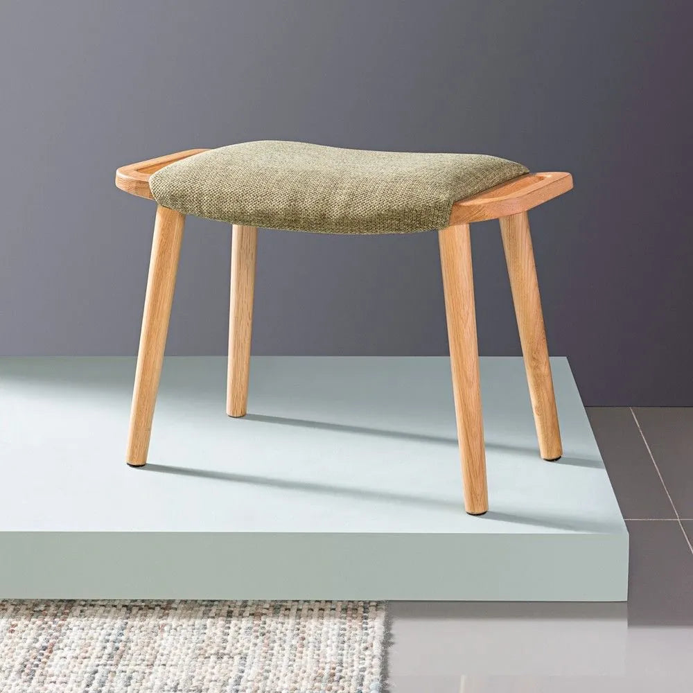 Franz Footrest Stool Sage Green Fabric Solid American Oak