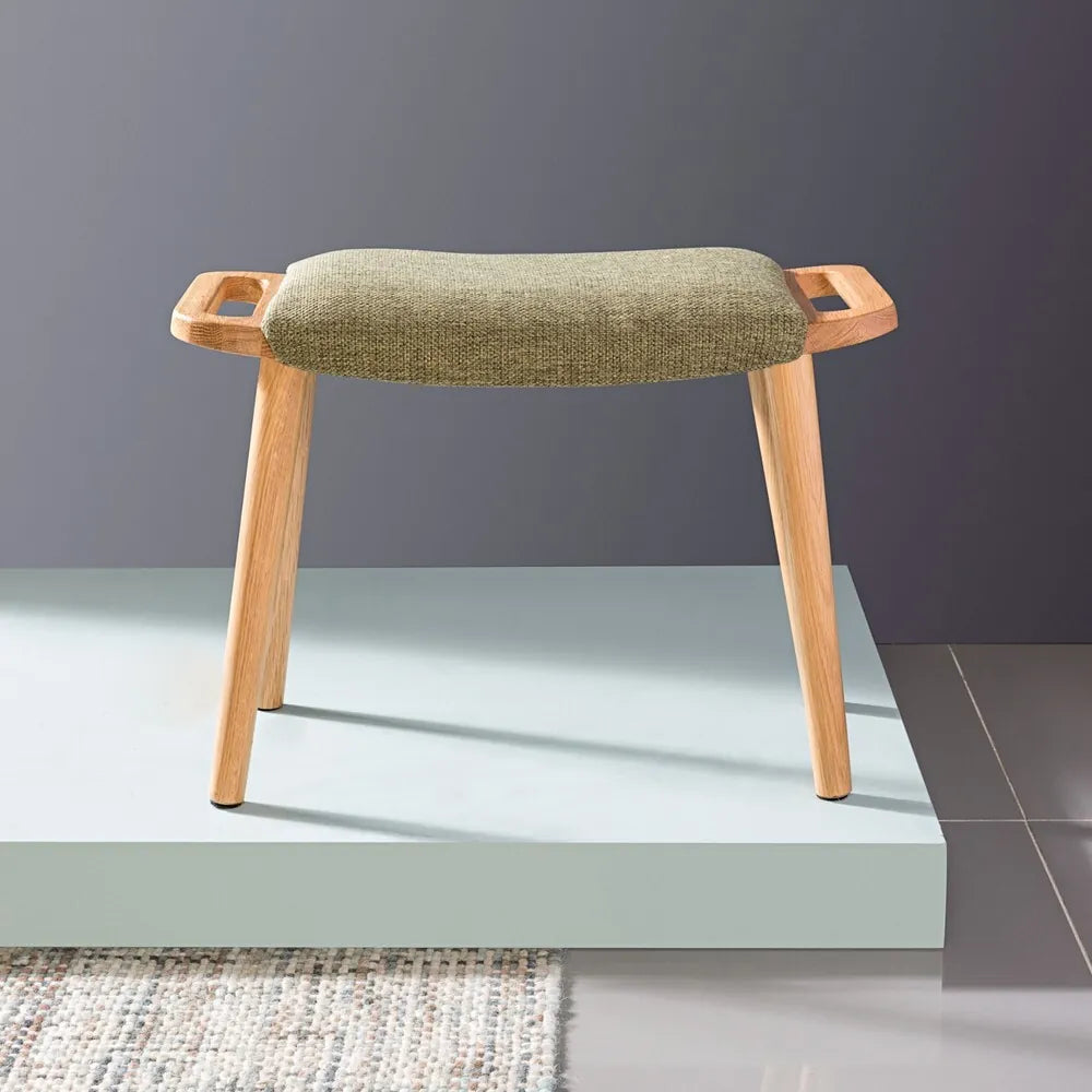 Franz Footrest Stool Sage Green Fabric Solid American Oak