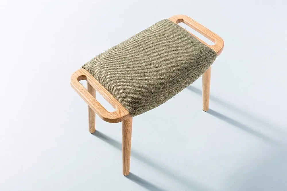 Franz Footrest Stool Sage Green Fabric Solid American Oak