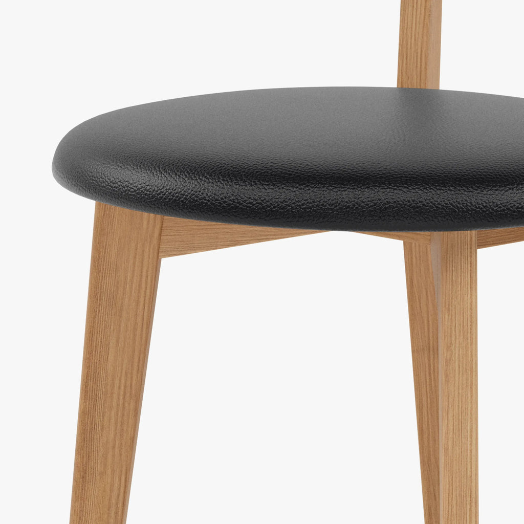 Henrik Dining Chair Black Leather Solid American Oak