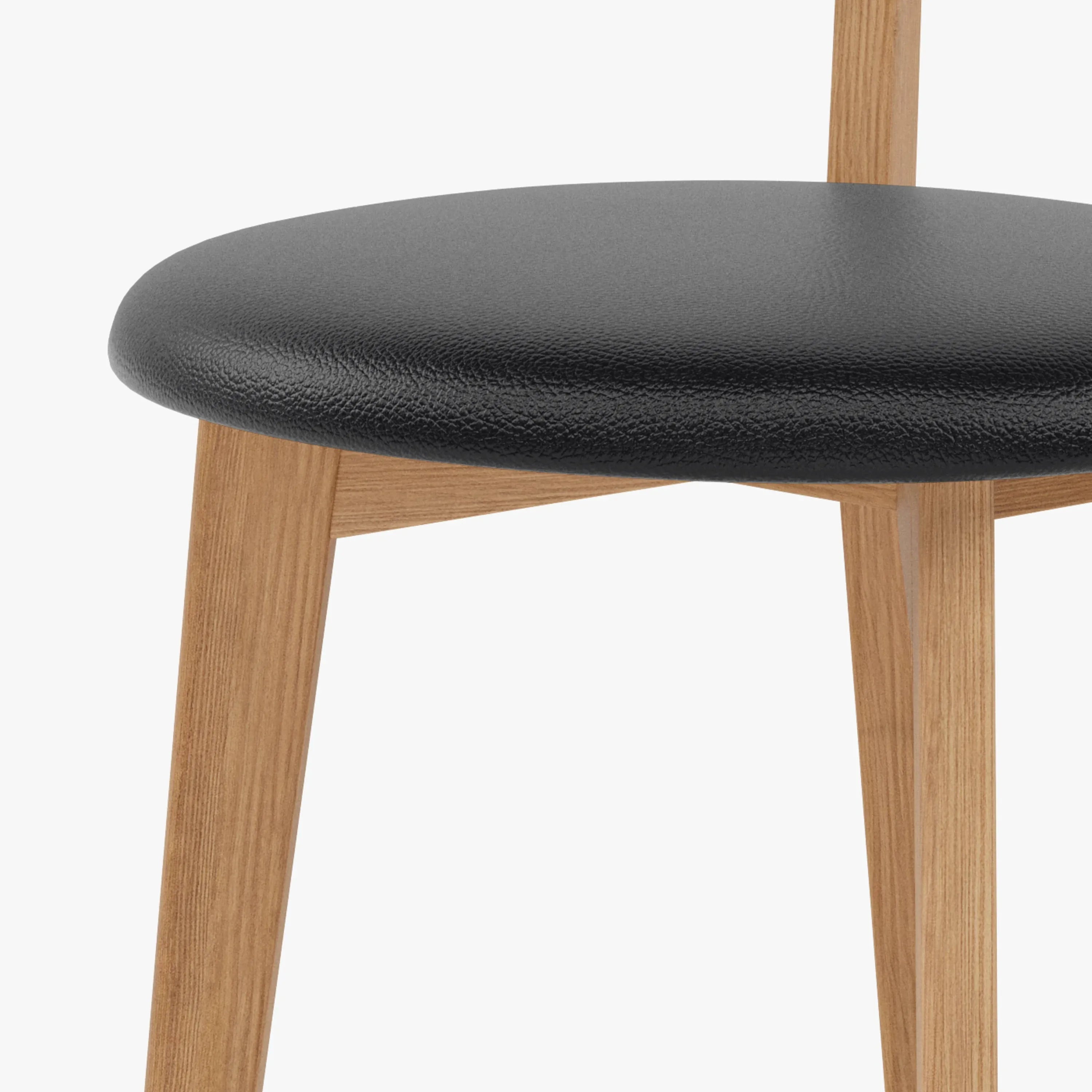 Henrik Dining Chair Black Leather Solid American Oak