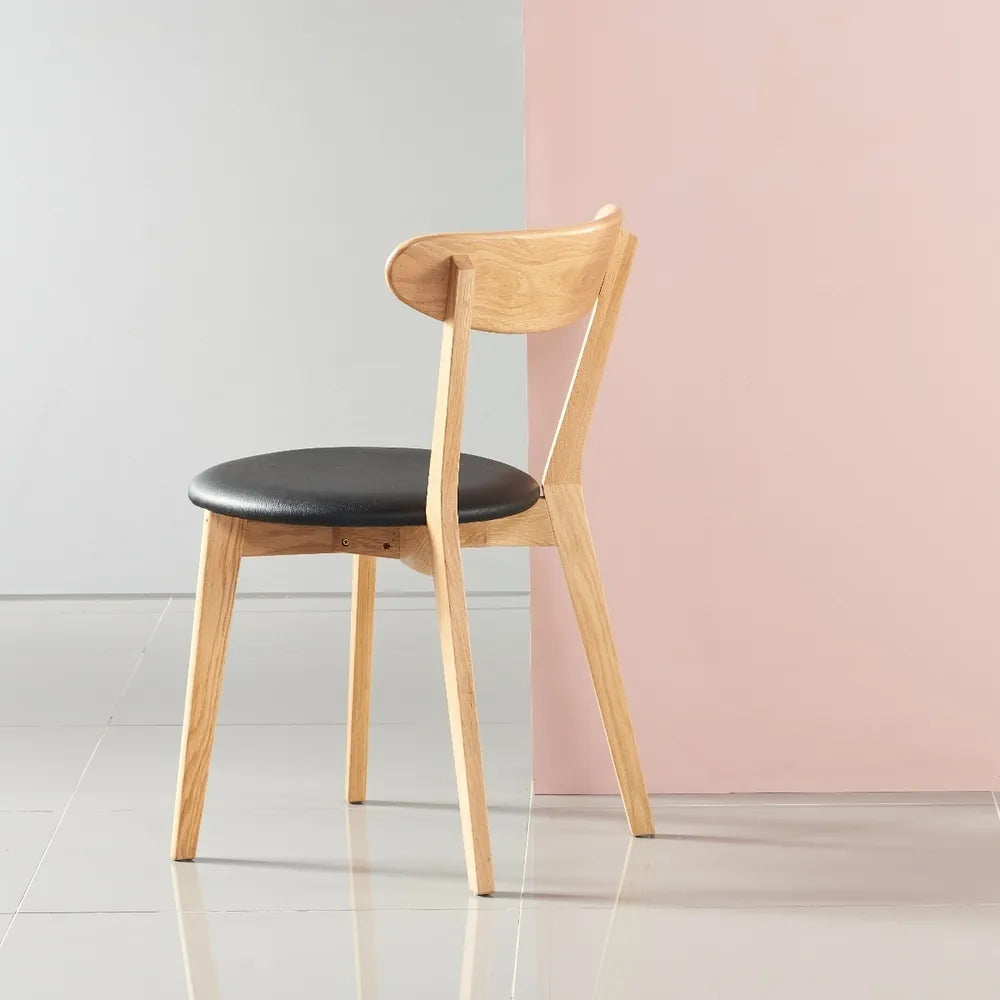 Henrik Dining Chair Black Leather Solid American Oak