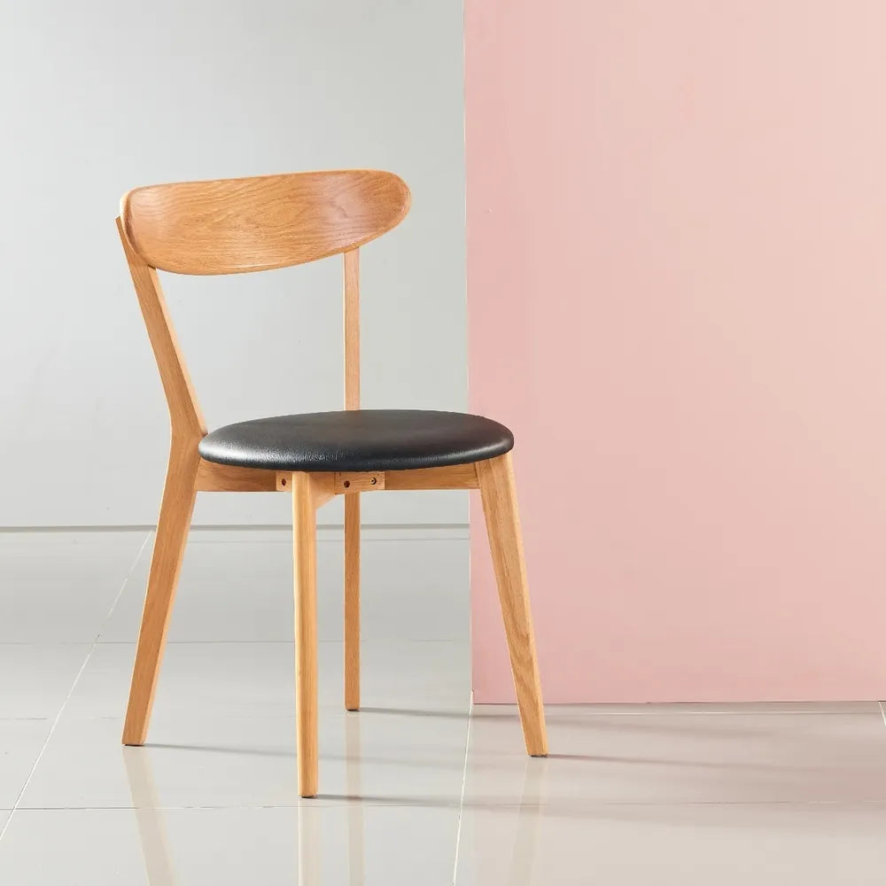 Henrik Dining Chair Black Leather Solid American Oak