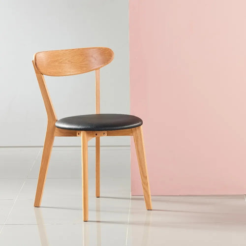 Henrik Dining Chair Black Leather Solid American Oak