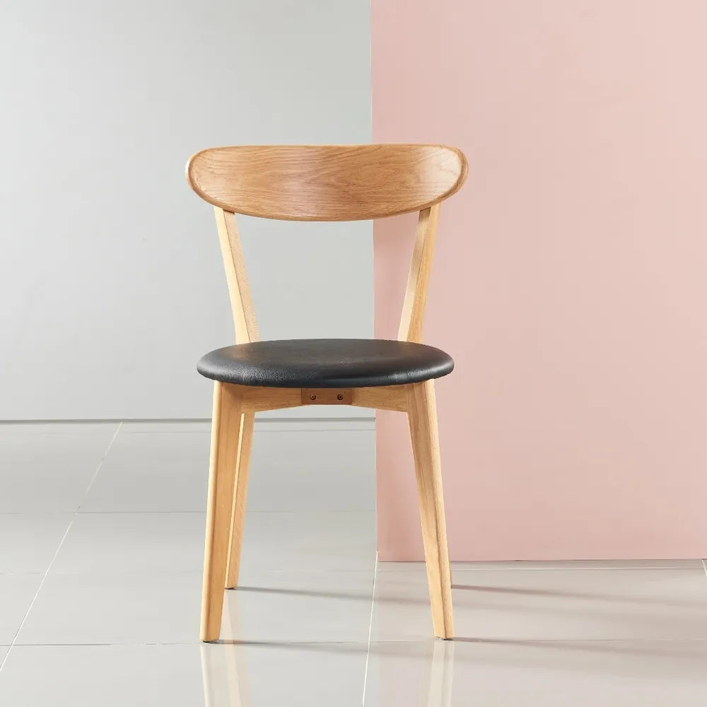 Henrik Dining Chair Black Leather Solid American Oak