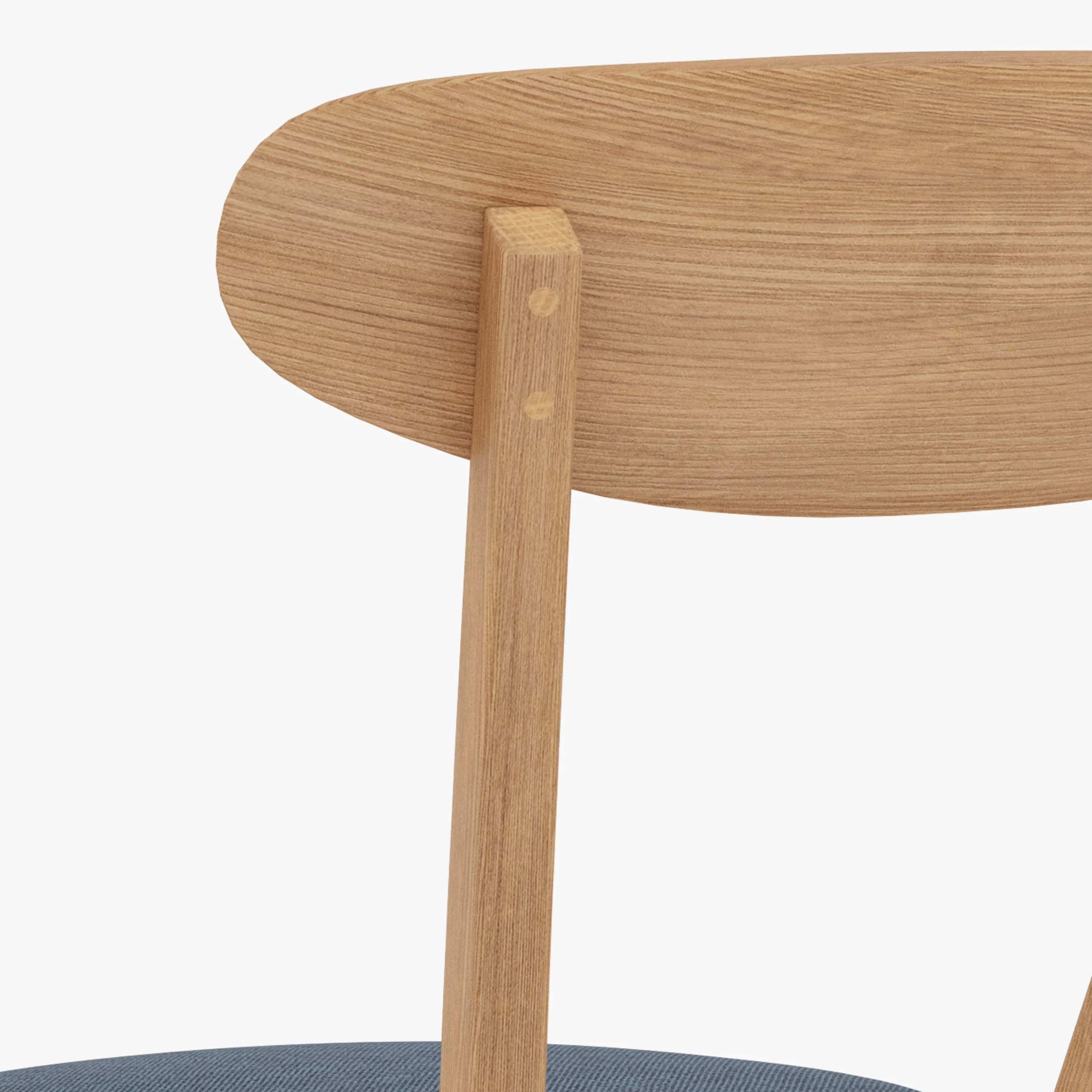 Henrik Dining Chair Chambray Blue Fabric Solid American Oak