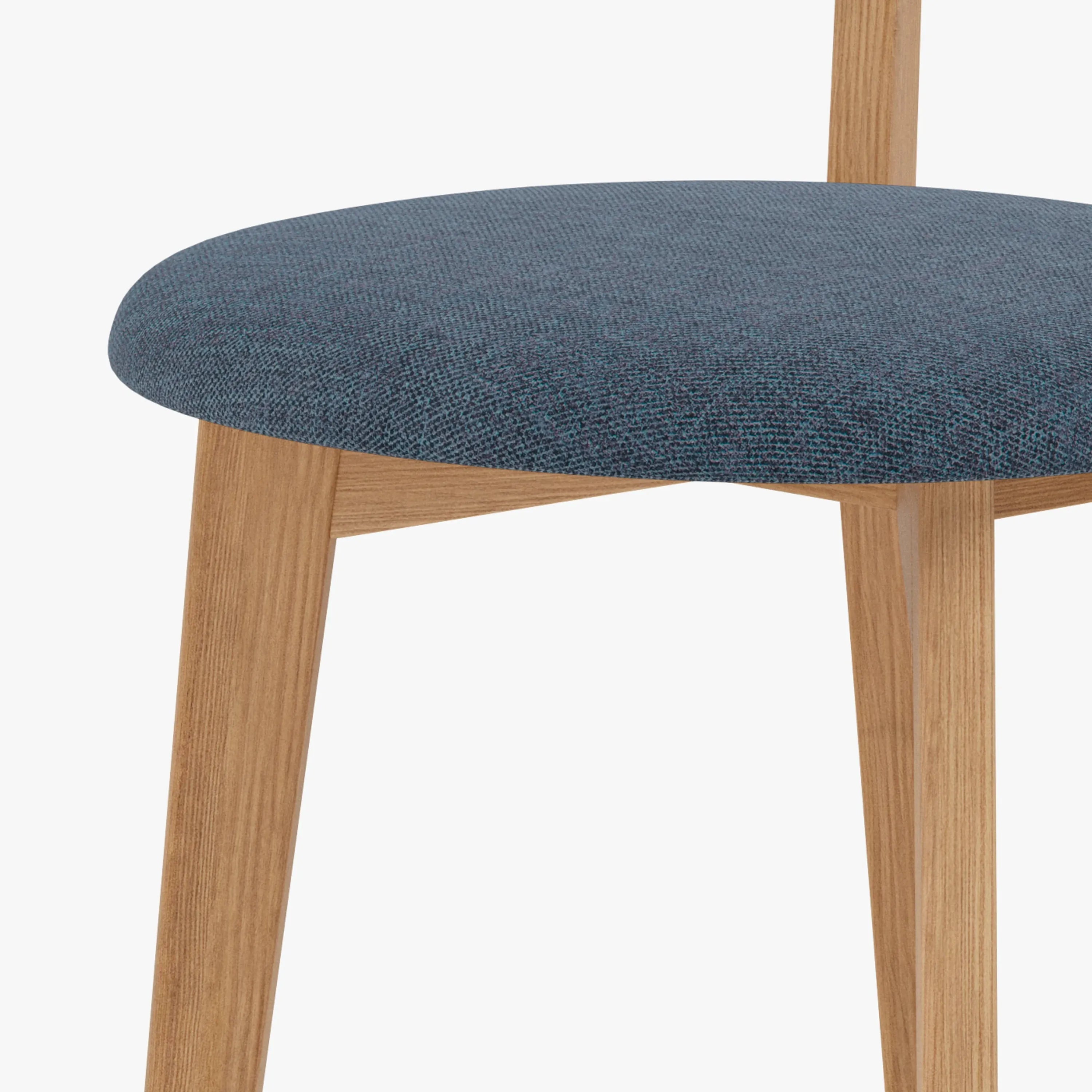 Henrik Dining Chair Chambray Blue Fabric Solid American Oak
