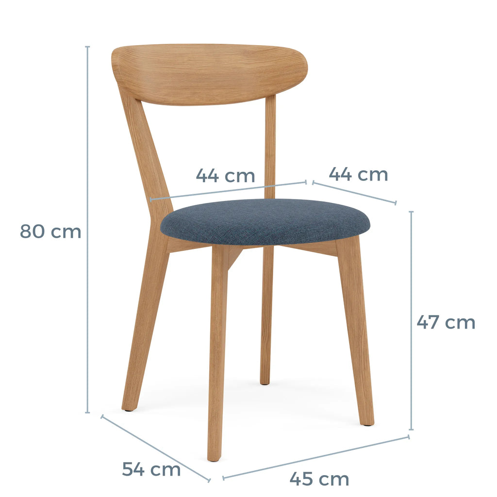 Henrik Dining Chair Chambray Blue Fabric Solid American Oak