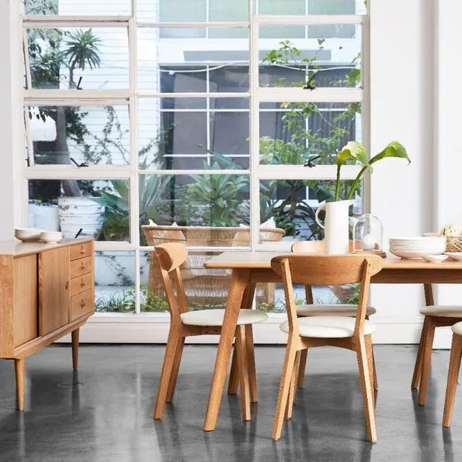 Henrik Dining Chair Cream Leather Solid American Oak