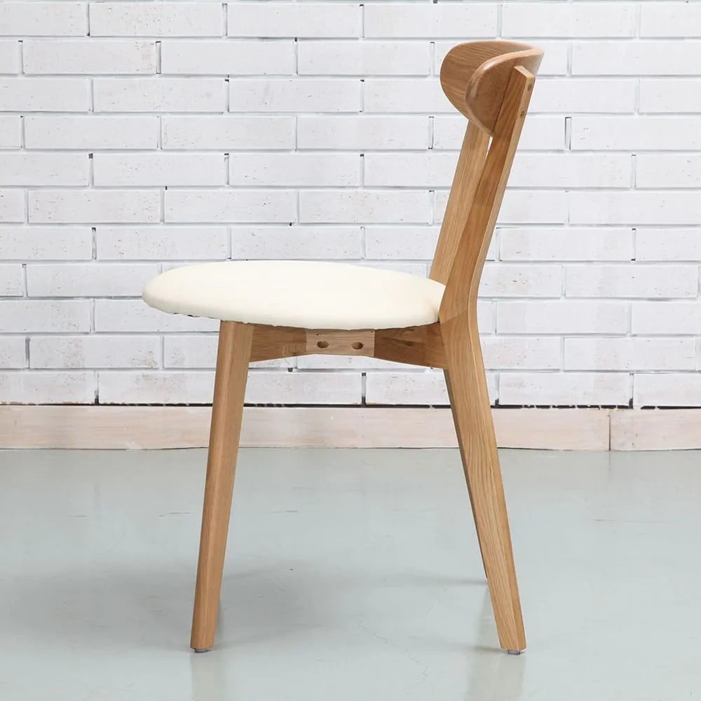 Henrik Dining Chair Cream Leather Solid American Oak