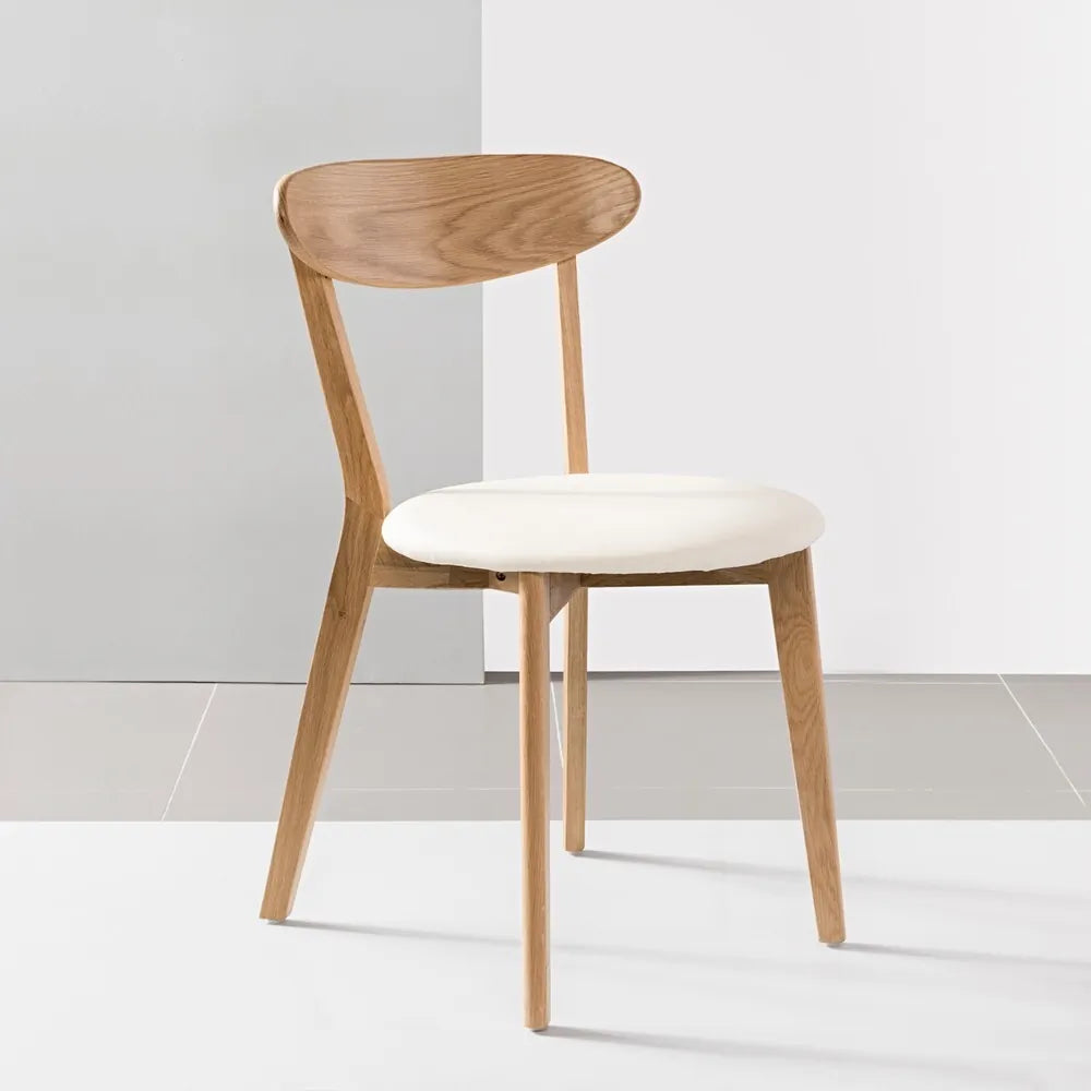 Henrik Dining Chair Cream Leather Solid American Oak