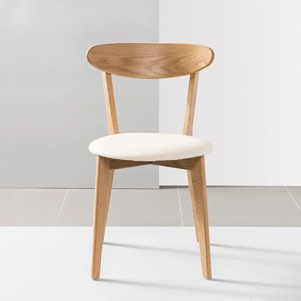 Henrik Dining Chair Cream Leather Solid American Oak