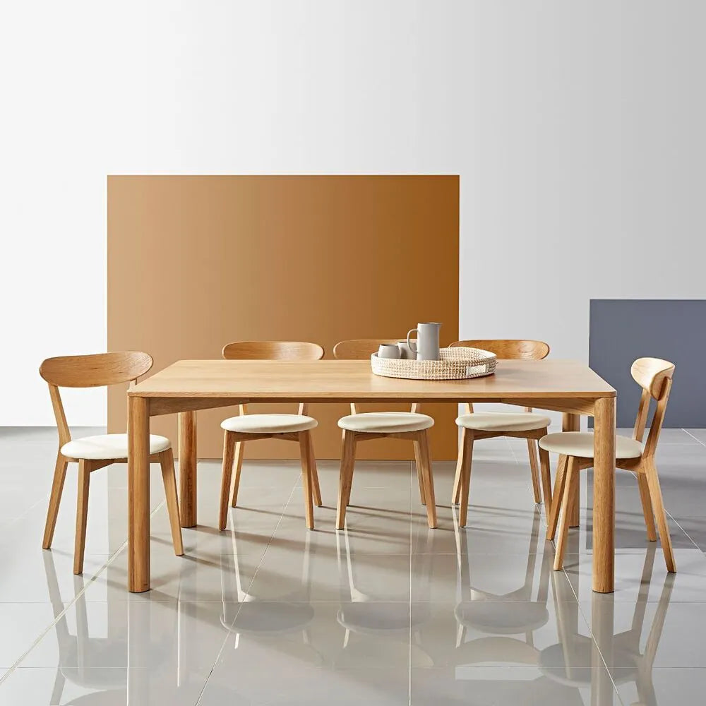 Henrik Dining Chair Cream Leather Solid American Oak