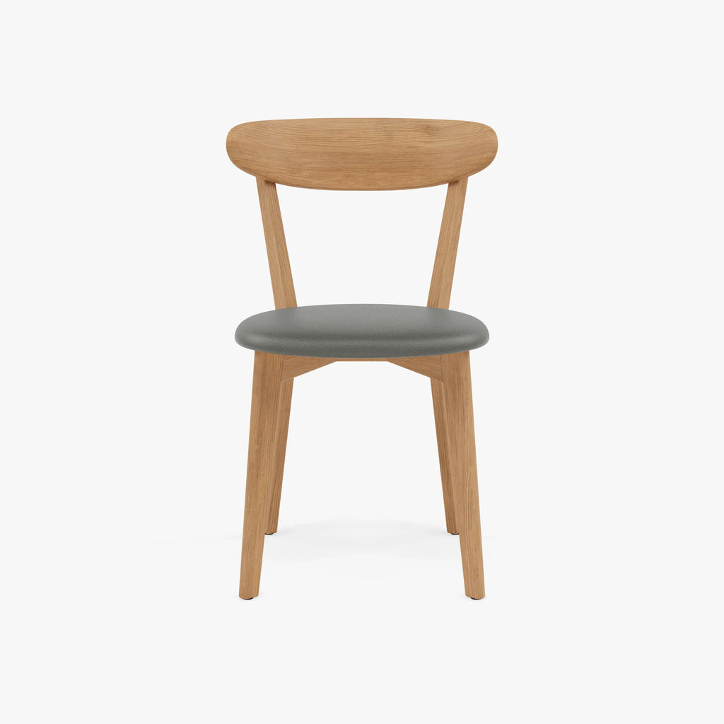 Henrik Dining Chair Grey Leather Solid American Oak
