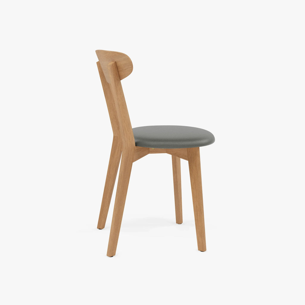 Henrik Dining Chair Grey Leather Solid American Oak