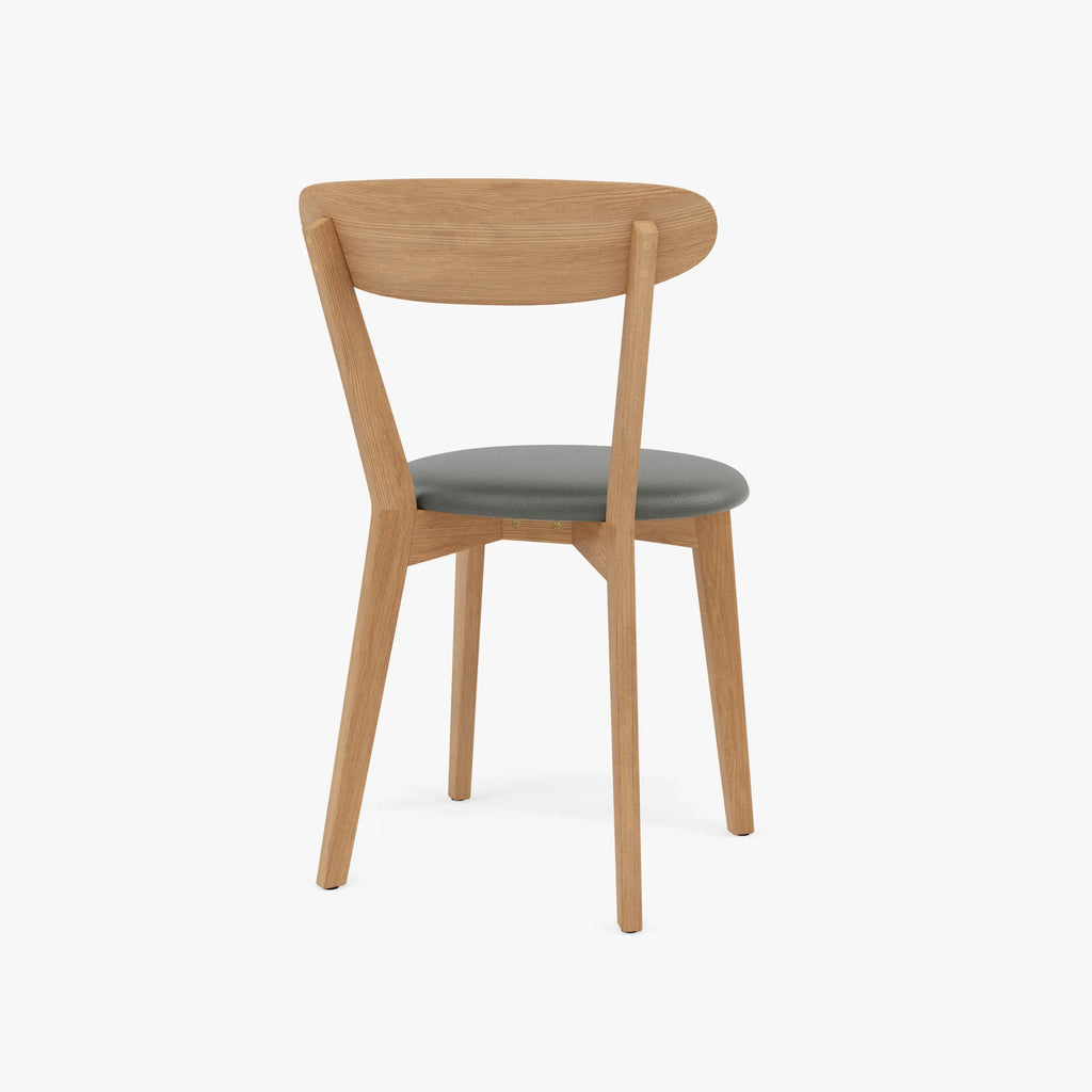 Henrik Dining Chair Grey Leather Solid American Oak