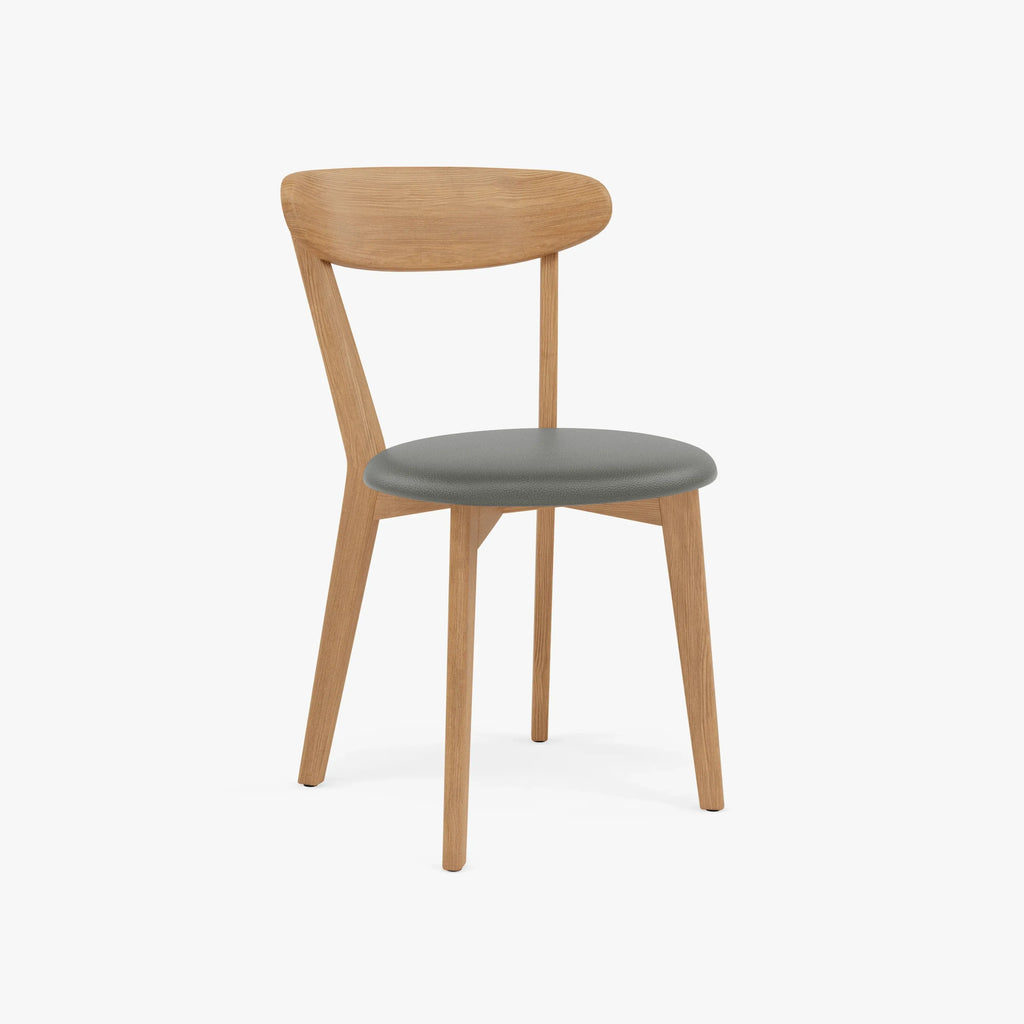 Henrik Dining Chair Grey Leather Solid American Oak