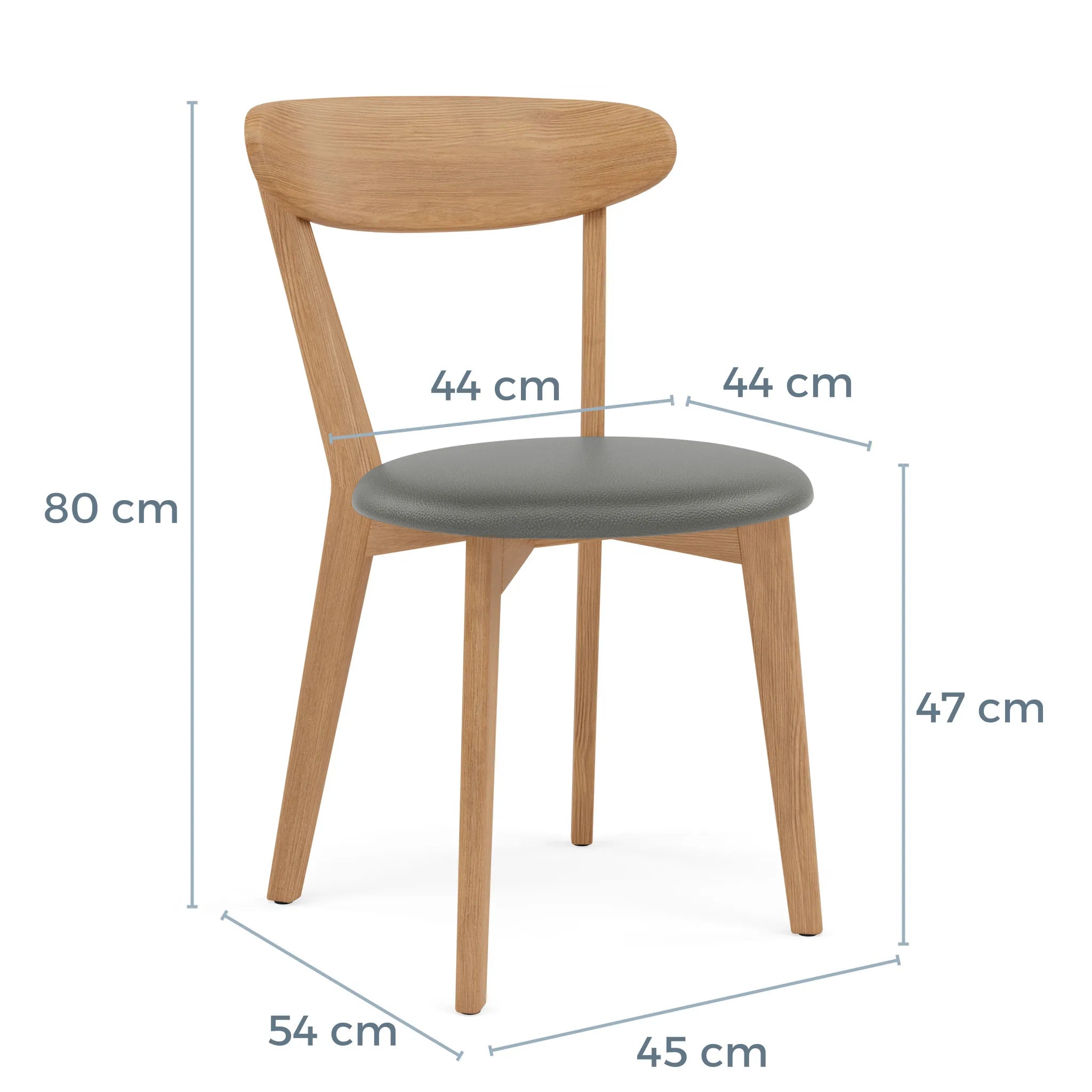 Henrik Dining Chair Grey Leather Solid American Oak