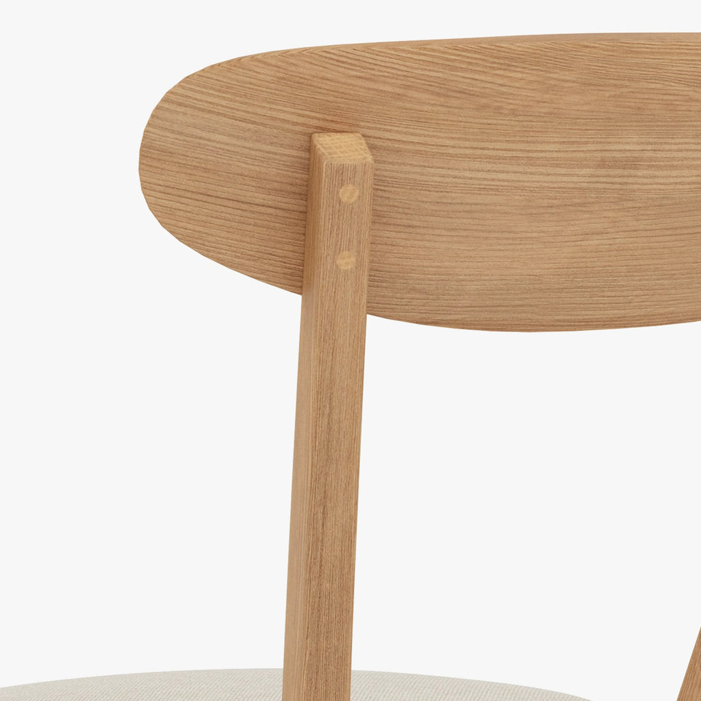 Henrik Dining Chair Oatmeal Beige Fabric Solid American Oak