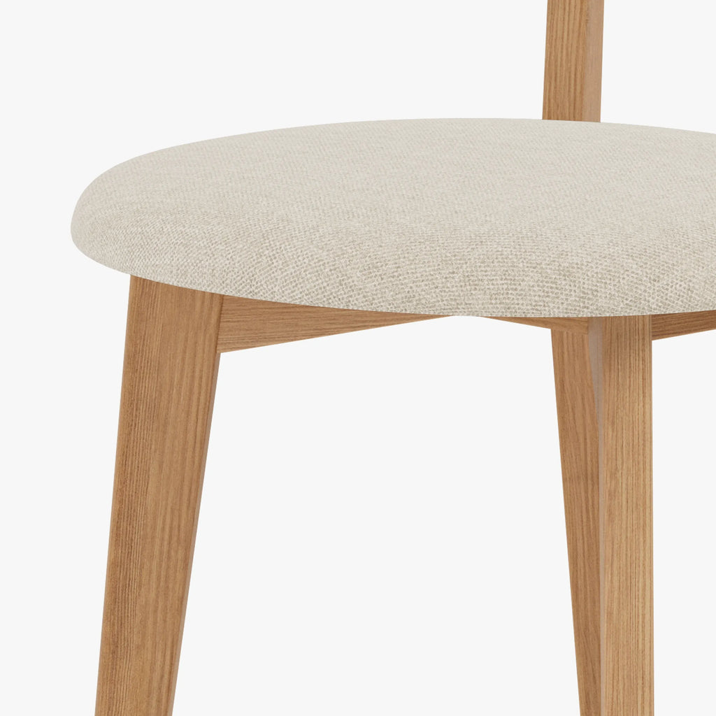 Henrik Dining Chair Oatmeal Beige Fabric Solid American Oak
