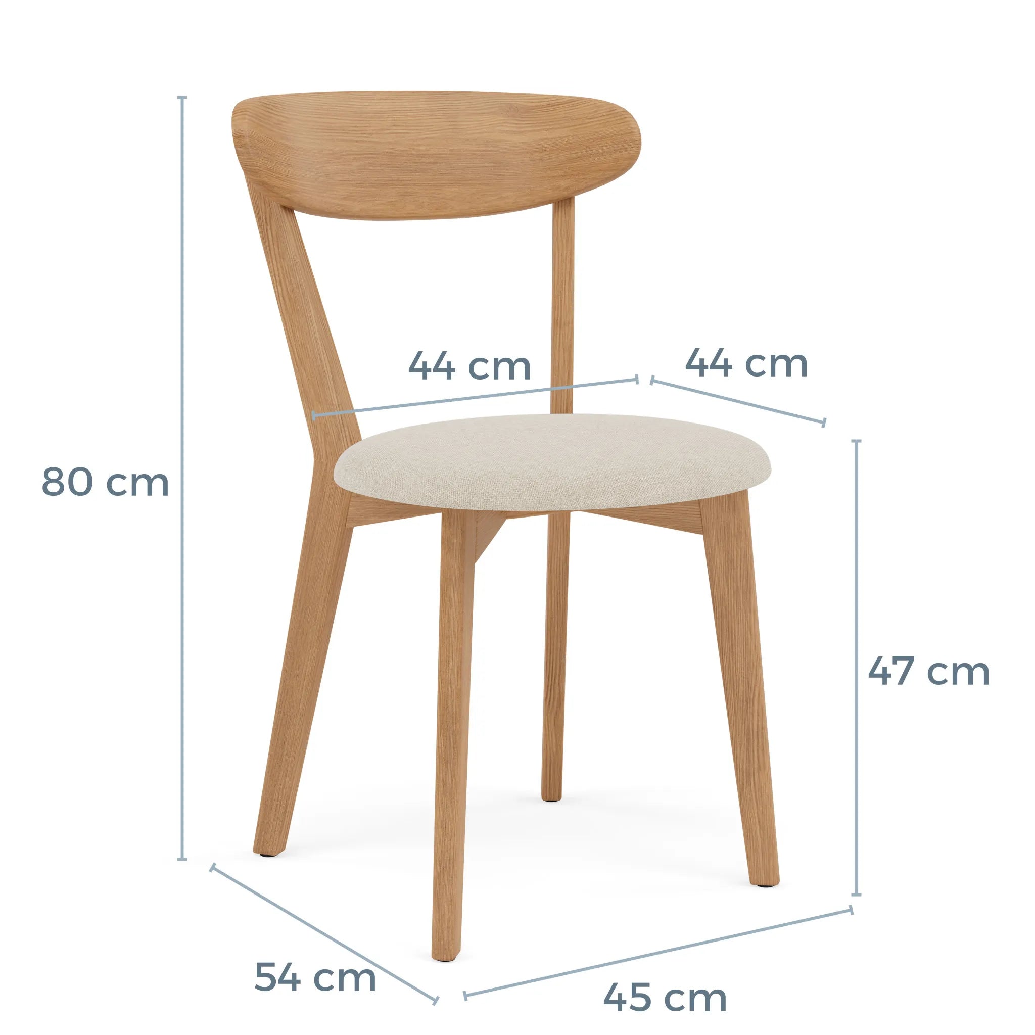 Henrik Dining Chair Oatmeal Beige Fabric Solid American Oak