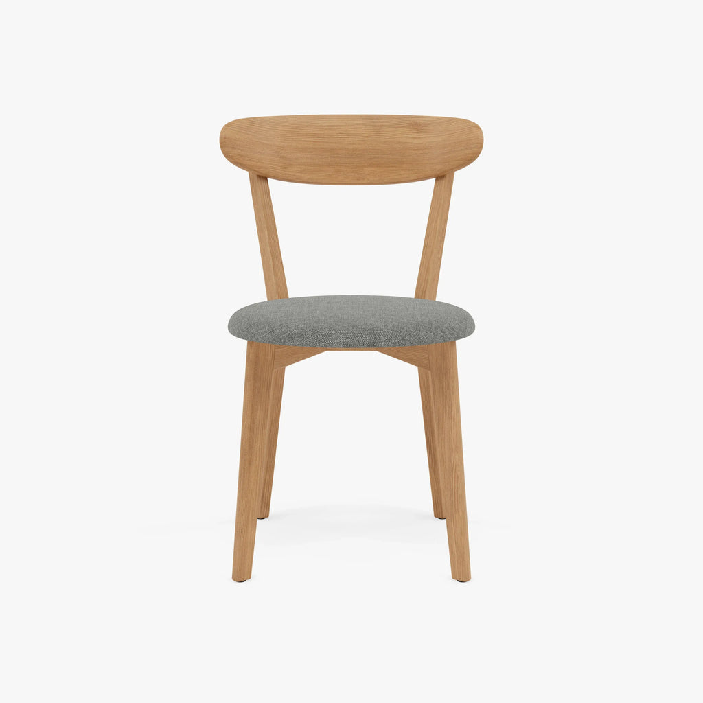 Henrik Dining Chair Pewter Grey Fabric Solid American Oak