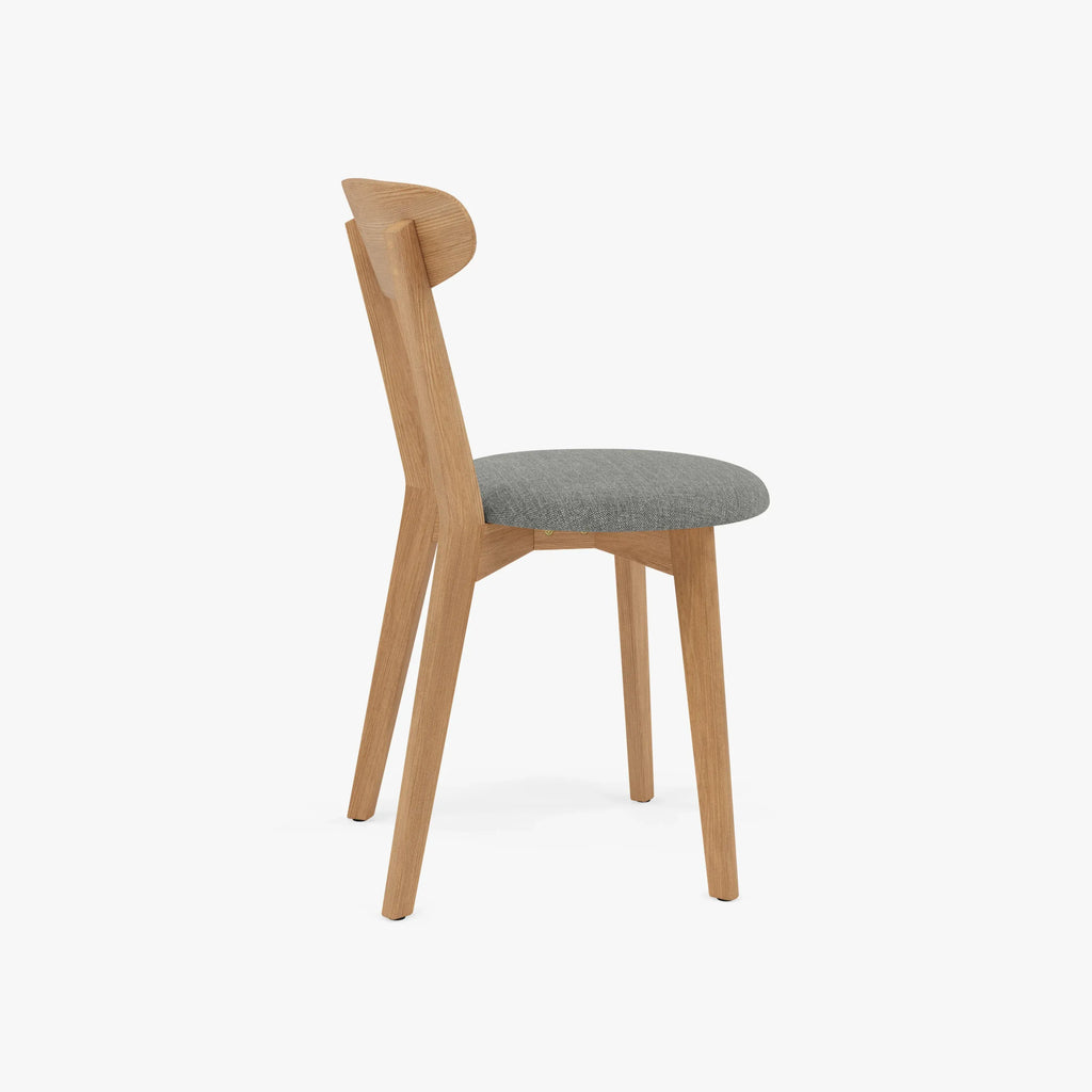 Henrik Dining Chair Pewter Grey Fabric Solid American Oak