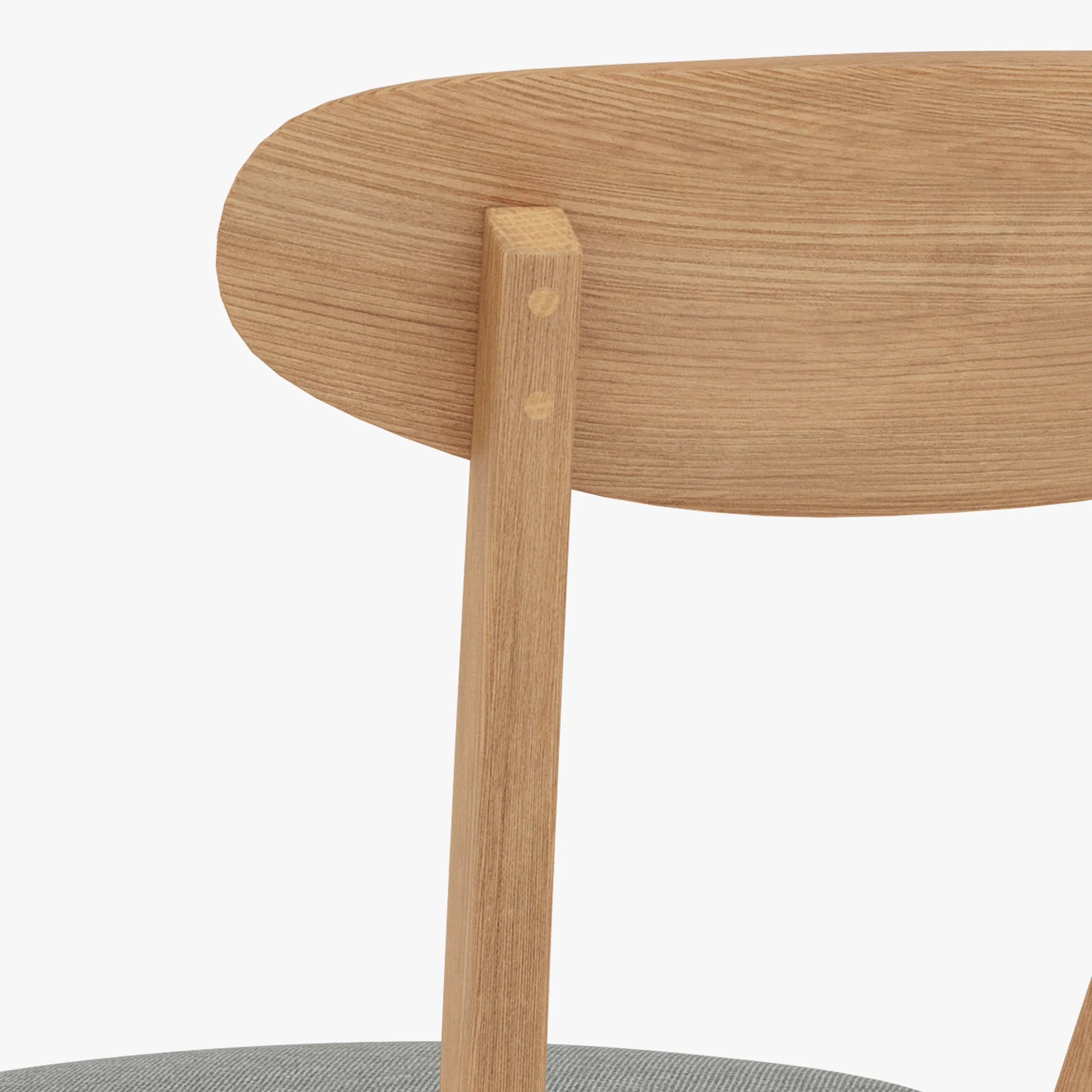 Henrik Dining Chair Pewter Grey Fabric Solid American Oak