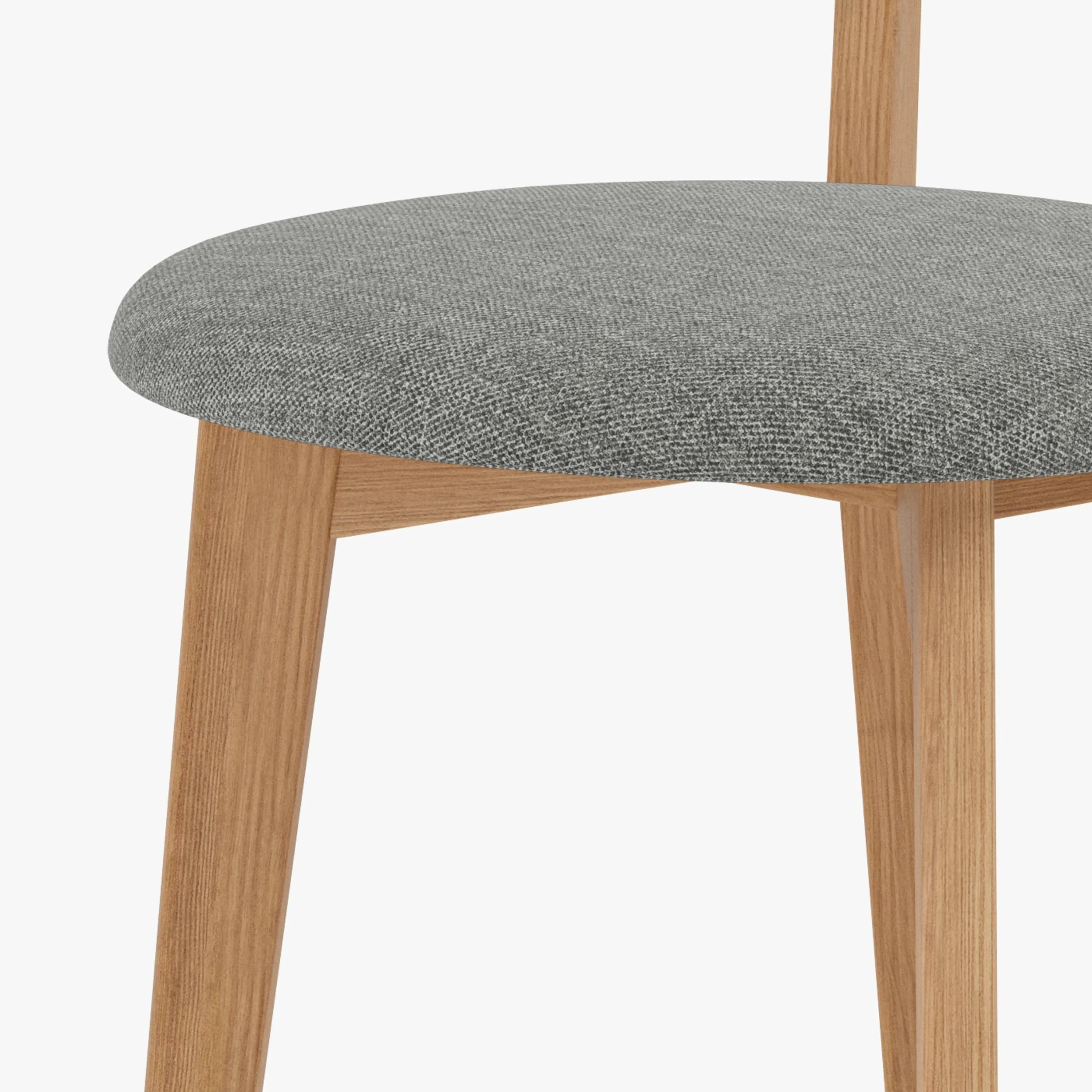 Henrik Dining Chair Pewter Grey Fabric Solid American Oak