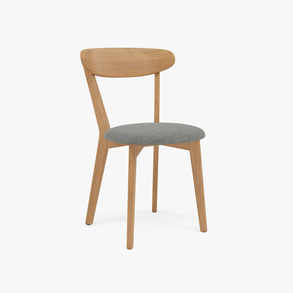 Henrik Dining Chair Pewter Grey Fabric Solid American Oak